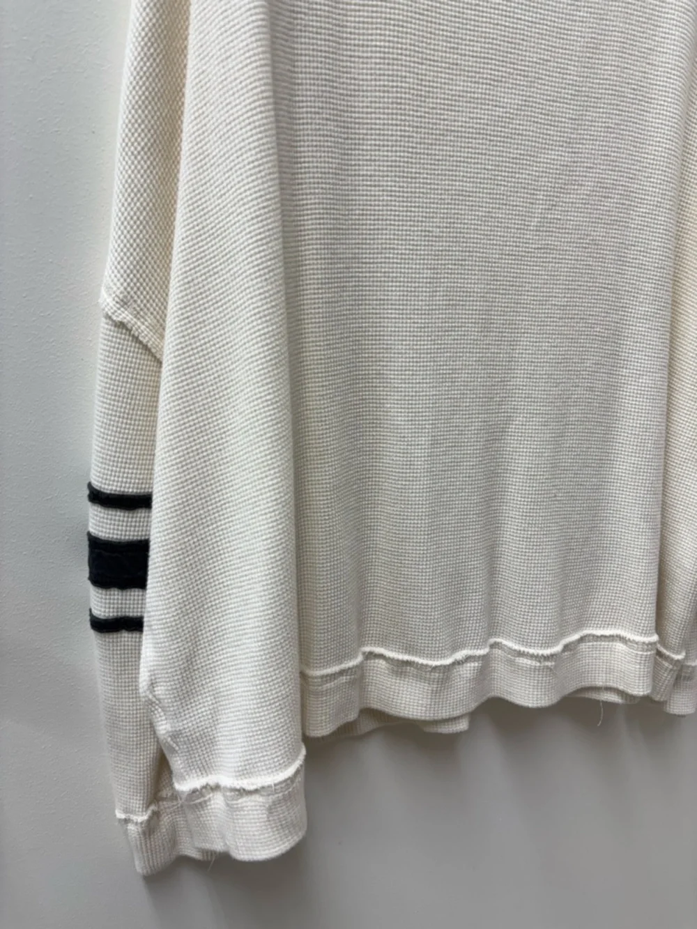 Free People Ragabond Studio Rima Cream Knit Varsity Sweater